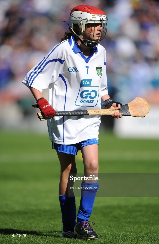 15 August 2010; Nadine Murphy, Scoil Fiachra SNS, Beaumont, Co Dublin, representing Waterford. GAA Into Mini-Sevens during half time of the GAA Hurling All-Ireland Senior Championship Semi-Final, Waterford v Tipperary, Croke Park, Dublin. Picture credit: Oliver McVeigh / SPORTSFILE