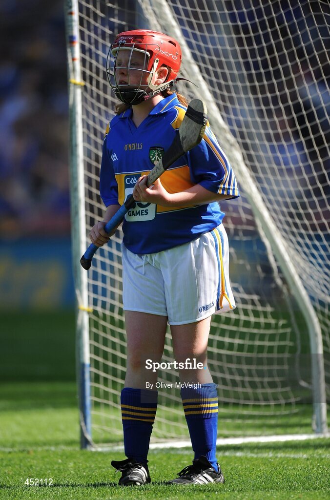 15 August 2010; Helen Furey, Labane NS, Ardrahan, Co. Galway, representing Tipperary. GAA Into Mini-Sevens during half time of the GAA Hurling All-Ireland Senior Championship Semi-Final, Waterford v Tipperary, Croke Park, Dublin. Picture credit: Oliver McVeigh / SPORTSFILE