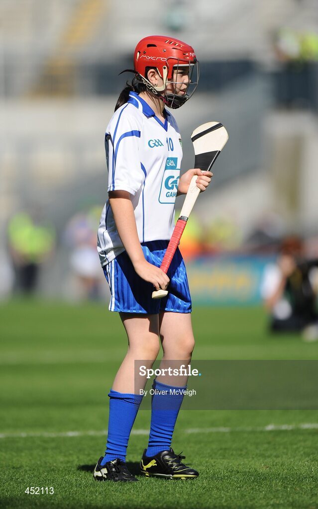 15 August 2010; Michaela McCloskey, St Johns Dernaflaw, Co Derry, representing Waterford. GAA Into Mini-Sevens during half time of the GAA Hurling All-Ireland Senior Championship Semi-Final, Waterford v Tipperary, Croke Park, Dublin. Picture credit: Oliver McVeigh / SPORTSFILE