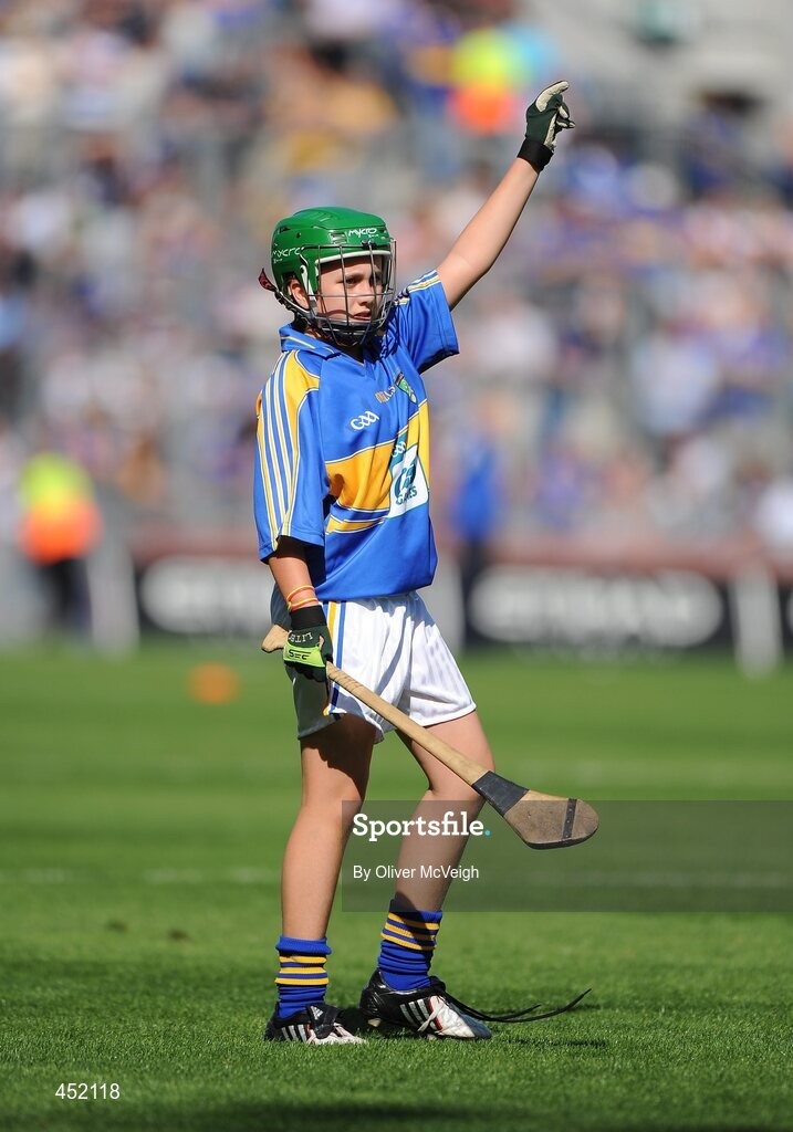 15 August 2010; Eimear Higgins, St Columbans PS, Belcoo, Co. Fermanagh, representing Tipperary. GAA Into Mini-Sevens during half time of the GAA Hurling All-Ireland Senior Championship Semi-Final, Waterford v Tipperary, Croke Park, Dublin. Picture credit: Oliver McVeigh / SPORTSFILE