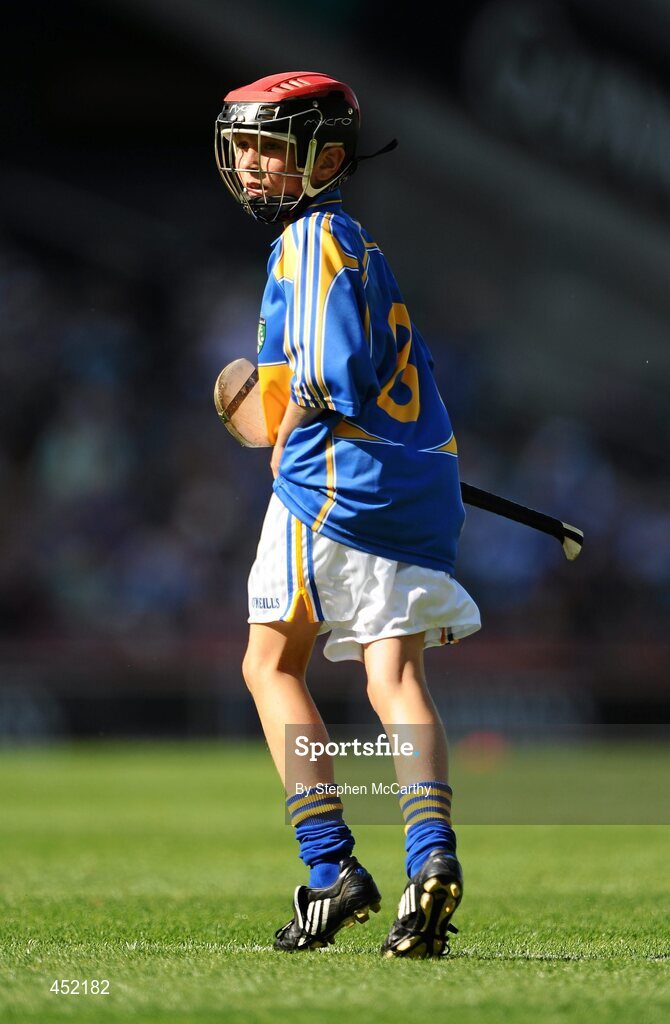 15 August 2010; Oisín Grant, Gaelscoil Bhun Cranncha, Co. Donegal, representing Tipperary. GAA INTO Mini-Sevens during half time of the GAA Hurling All-Ireland Senior Championship Semi-Final, Waterford v Tipperary, Croke Park, Dublin. Picture credit: Stephen McCarthy / SPORTSFILE