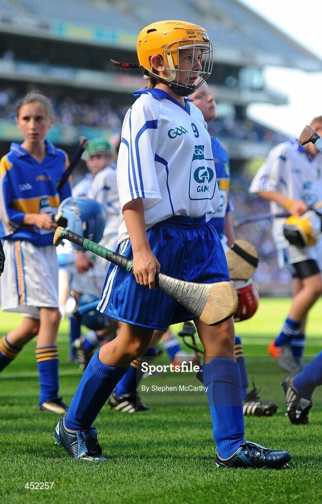 15 August 2010; Sarah Marshall, Scoil Mhuire, Broadway, Co. Wexford, during the post-match parade. GAA INTO Mini-Sevens during half time of the GAA Hurling All-Ireland Senior Championship Semi-Final, Waterford v Tipperary, Croke Park, Dublin. Picture credit: Stephen McCarthy / SPORTSFILE