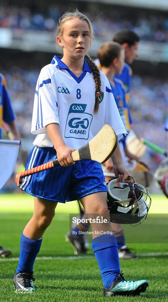 15 August 2010; Lauren Homan, Cloghroe N.S., Co. Cork,  representing Waterford, during the post-match parade. GAA INTO Mini-Sevens during half time of the GAA Hurling All-Ireland Senior Championship Semi-Final, Waterford v Tipperary, Croke Park, Dublin. Picture credit: Stephen McCarthy / SPORTSFILE