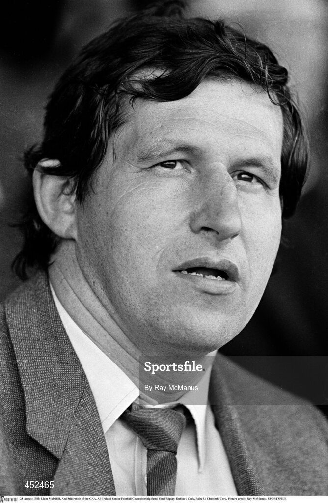 28 August 1983; Liam Mulvihill, Ard Stiúirthoir of the GAA during the All-Ireland Senior Football Championship Semi-Final Replay match between Dublin and Cork at Páirc Uí Chaoimh, Cork. Photo by Ray McManus/Sportsfile
