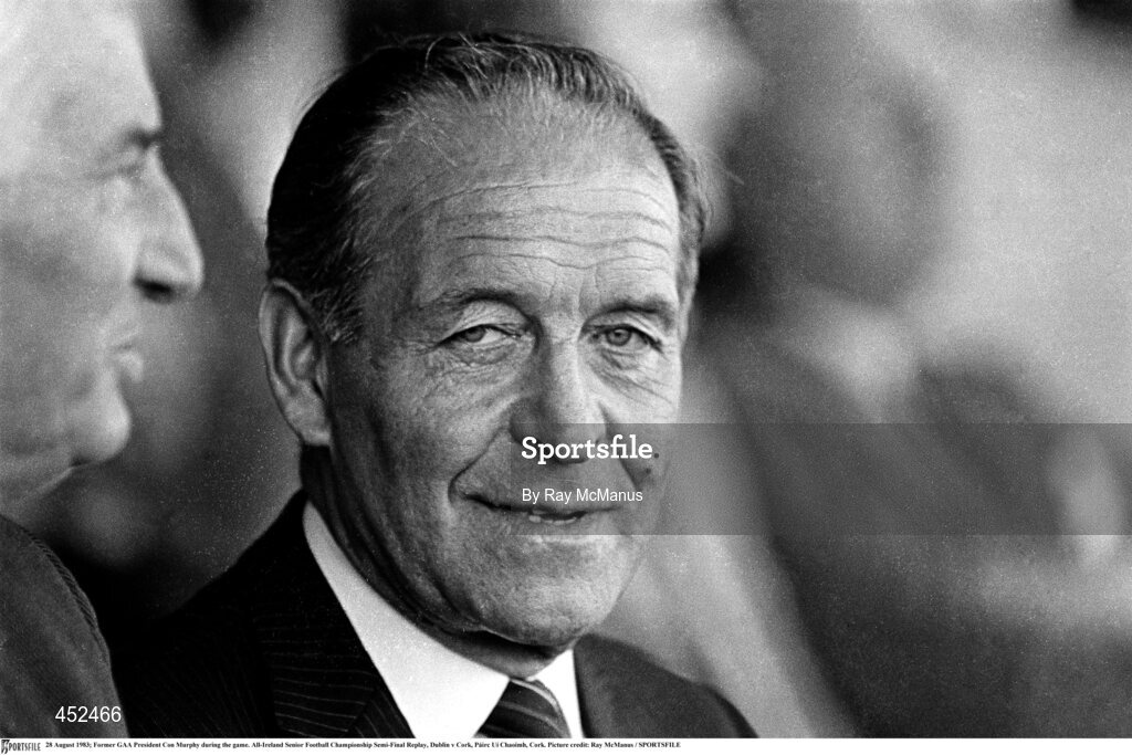 28 August 1983; Former GAA President Con Murphy during the All-Ireland Senior Football Championship Semi-Final Replay match between Dublin and Cork at Páirc Uí Chaoimh, Cork. Photo by Ray McManus/Sportsfile