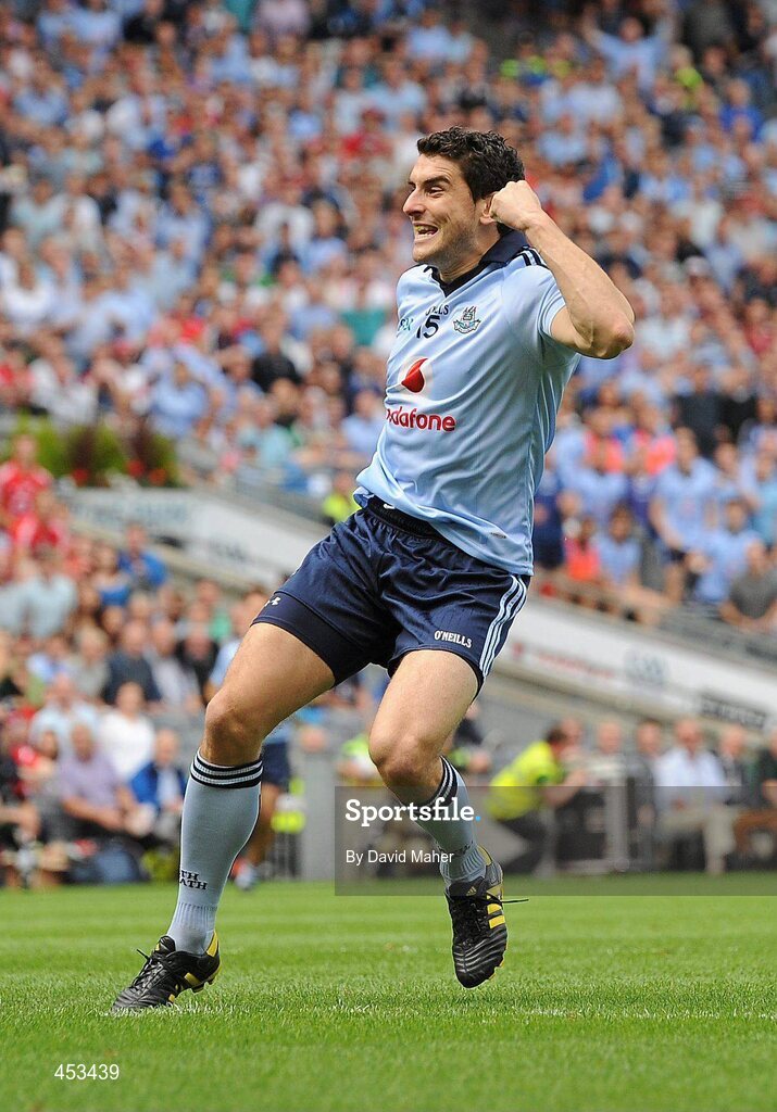 22 August 2010; Bernard Brogan, Dublin, celebrates after scoring his side's first goal. GAA Football All-Ireland Senior Championship Semi-Final, Dublin v Cork, Croke Park, Dublin. Picture credit: David Maher / SPORTSFILE