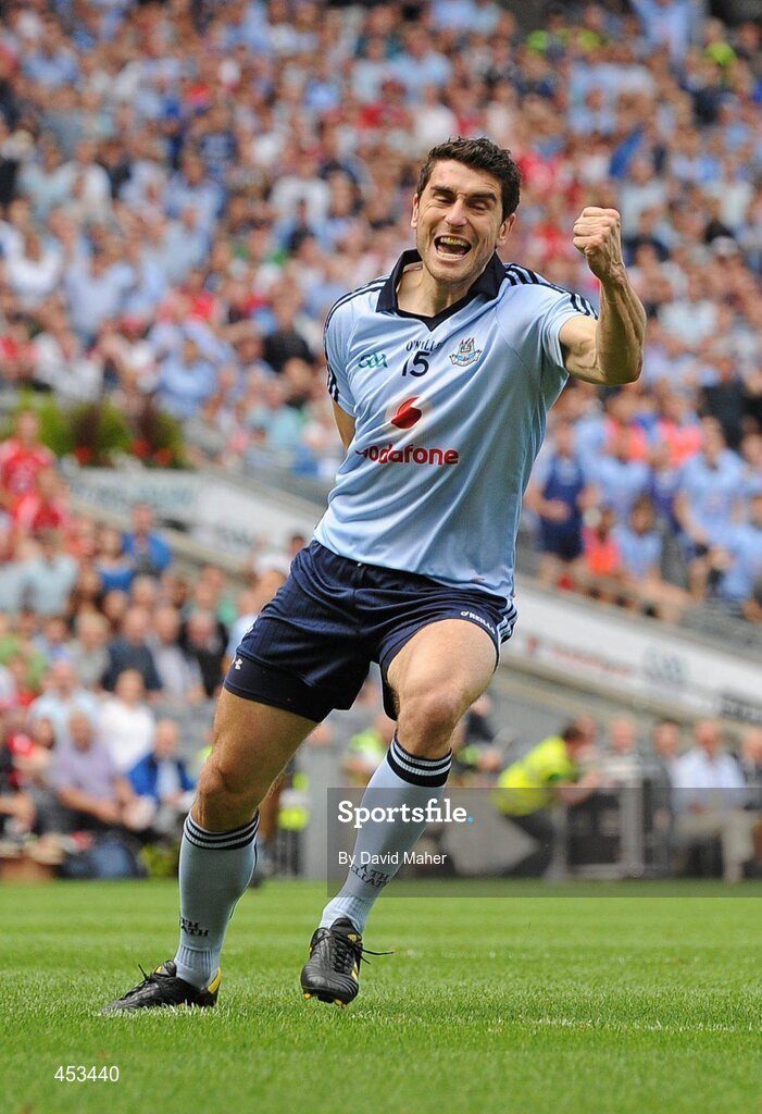 22 August 2010; Bernard Brogan, Dublin, celebrates after scoring his side's first goal. GAA Football All-Ireland Senior Championship Semi-Final, Dublin v Cork, Croke Park, Dublin. Picture credit: David Maher / SPORTSFILE