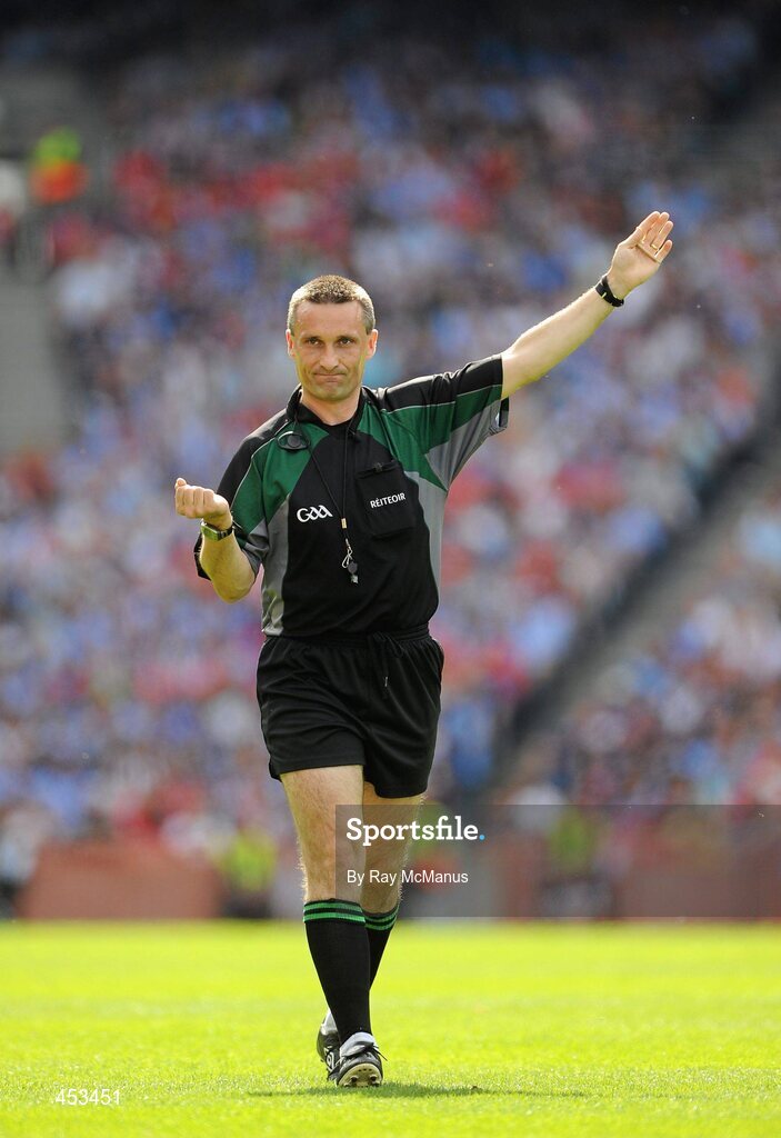 22 August 2010; Referee Maurice Deegan during the game. GAA Football All-Ireland Senior Championship Semi-Final, Dublin v Cork, Croke Park, Dublin. Picture credit: Ray McManus / SPORTSFILE