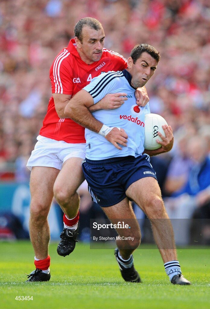 22 August 2010; David Henry, Dublin, in action against John Miskella, Cork. GAA Football All-Ireland Senior Championship Semi-Final, Dublin v Cork, Croke Park, Dublin. Picture credit: Stephen McCarthy / SPORTSFILE