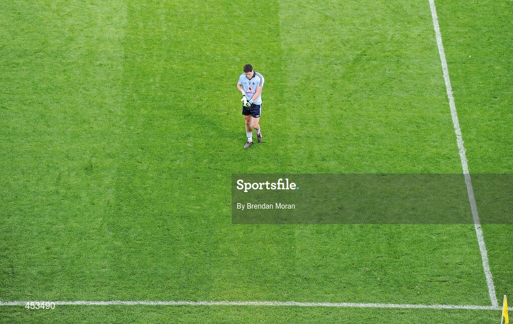 22 August 2010; Dublin's Ross McConnell walks off the pitch after being shown a red card. GAA Football All-Ireland Senior Championship Semi-Final, Dublin v Cork, Croke Park, Dublin. Picture credit: Brendan Moran / SPORTSFILE