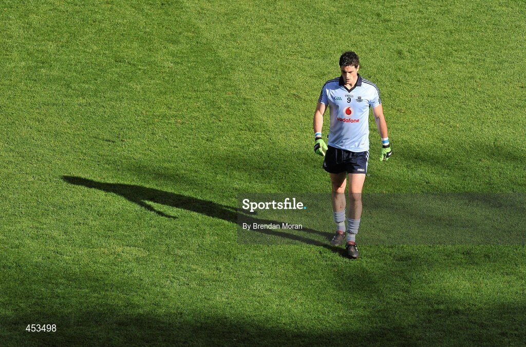 22 August 2010; Dublin's Ross McConnell leaves the pitch after being shown a red card. GAA Football All-Ireland Senior Championship Semi-Final, Dublin v Cork, Croke Park, Dublin. Picture credit: Brendan Moran / SPORTSFILE