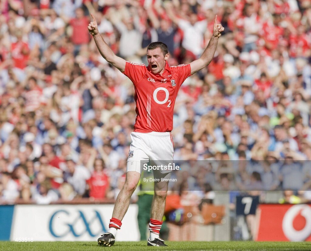 22 August 2010; Donncha O'Connor, Cork, celebrates after scoring his side's goal from a penalty. GAA Football All-Ireland Senior Championship Semi-Final, Dublin v Cork, Croke Park, Dublin. Picture credit: Dáire Brennan / SPORTSFILE