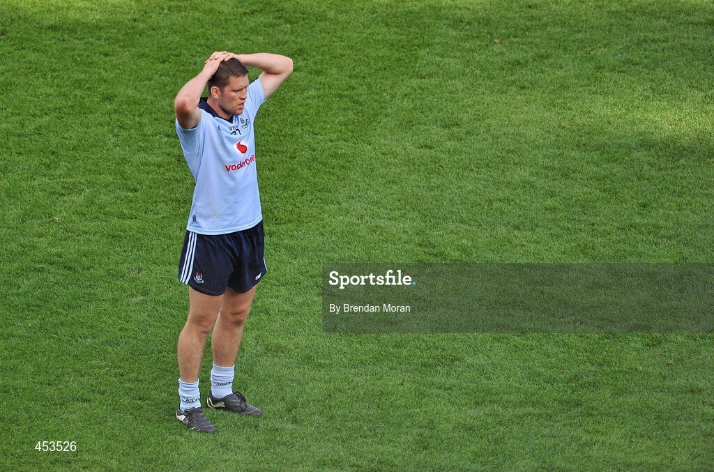 22 August 2010; A dejected Conal Keaney, Dublin, at the final whistle. GAA Football All-Ireland Senior Championship Semi-Final, Dublin v Cork, Croke Park, Dublin. Picture credit: Brendan Moran / SPORTSFILE
