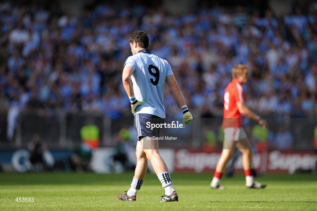22 August 2010; Ross McConnell, Dublin, walks off the pitch after been sent off by referee Maurice Deegan. GAA Football All-Ireland Senior Championship Semi-Final, Dublin v Cork, Croke Park, Dublin. Picture credit: David Maher / SPORTSFILE