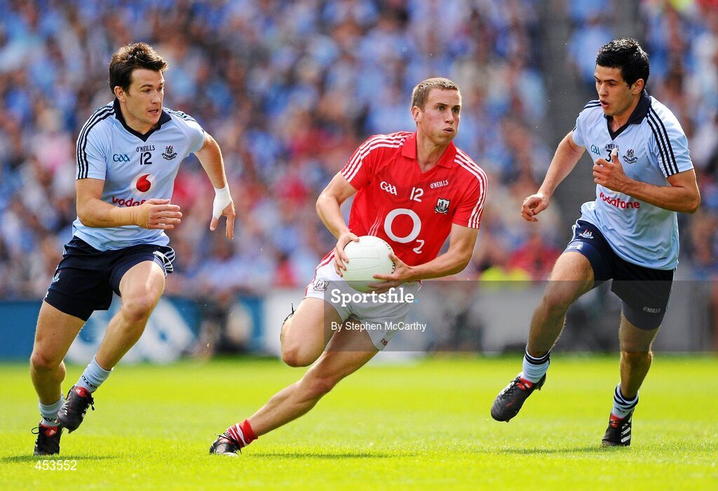 22 August 2010; Paddy Kelly, Cork, in action against Niall Corkery, left, and Cian O'Sullivan, Dublin. GAA Football All-Ireland Senior Championship Semi-Final, Dublin v Cork, Croke Park, Dublin. Picture credit: Stephen McCarthy / SPORTSFILE