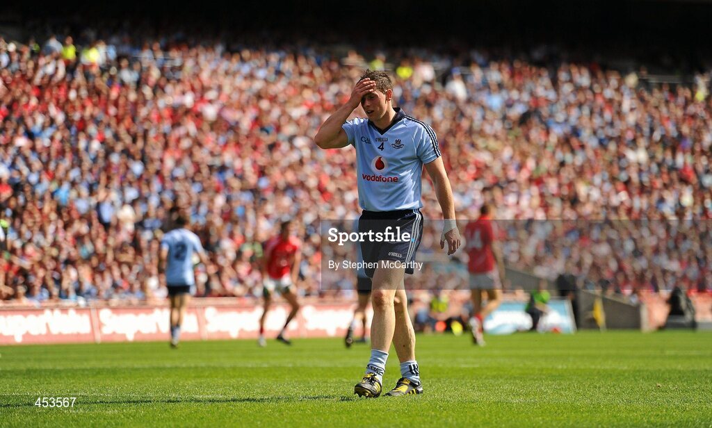 22 August 2010; Philip McMahon, Dublin, reacts to a team-mate's missed opportunity. GAA Football All-Ireland Senior Championship Semi-Final, Dublin v Cork, Croke Park, Dublin. Picture credit: Stephen McCarthy / SPORTSFILE