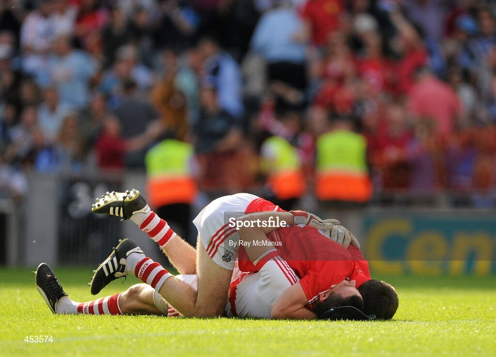 22 August 2010; Cork players Alan Quirke and Ray Carney celebrate victory. GAA Football All-Ireland Senior Championship Semi-Final, Dublin v Cork, Croke Park, Dublin. Picture credit: Ray McManus / SPORTSFILE