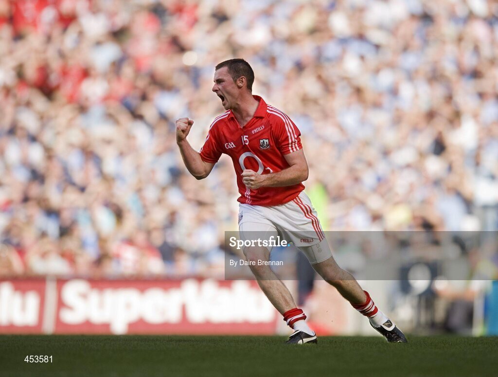 22 August 2010; Donncha O'Connor, Cork, celebrates after scoring his side's goal from a penalty. GAA Football All-Ireland Senior Championship Semi-Final, Dublin v Cork, Croke Park, Dublin. Picture credit: Dáire Brennan / SPORTSFILE