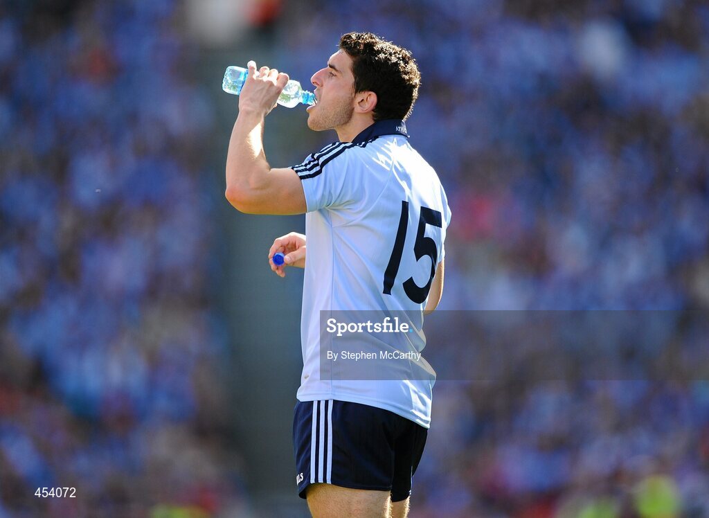 22 August 2010; Bernard Brogan takes a drink of water during the game. GAA Football All-Ireland Senior Championship Semi-Final, Dublin v Cork, Croke Park, Dublin. Picture credit: Stephen McCarthy / SPORTSFILE