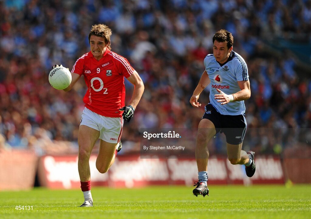 22 August 2010; Aidan Walsh, Cork, in action against Niall Corkery, Dublin. GAA Football All-Ireland Senior Championship Semi-Final, Dublin v Cork, Croke Park, Dublin. Picture credit: Stephen McCarthy / SPORTSFILE