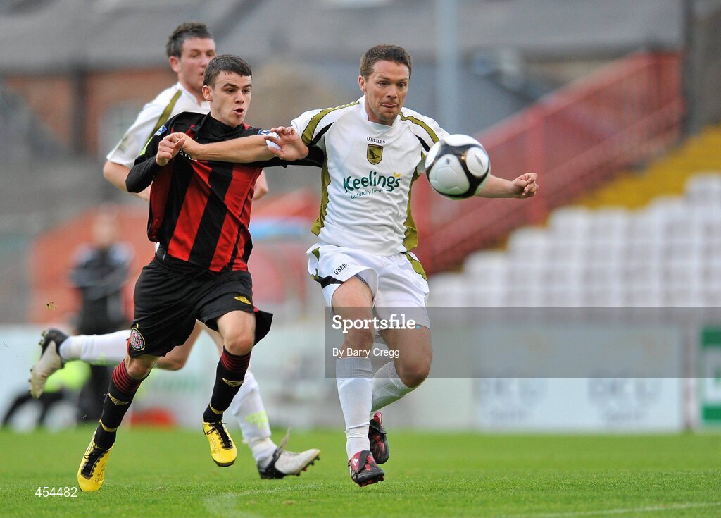 24 August 2010; Brian Gannon, Sporting Fingal A, in action against Gary Burke, Bohemians A. Newstalk Cup Final, Bohemians A v Sporting Fingal A, Dalymount Park, Dublin. Picture credit: Barry Cregg / SPORTSFILE