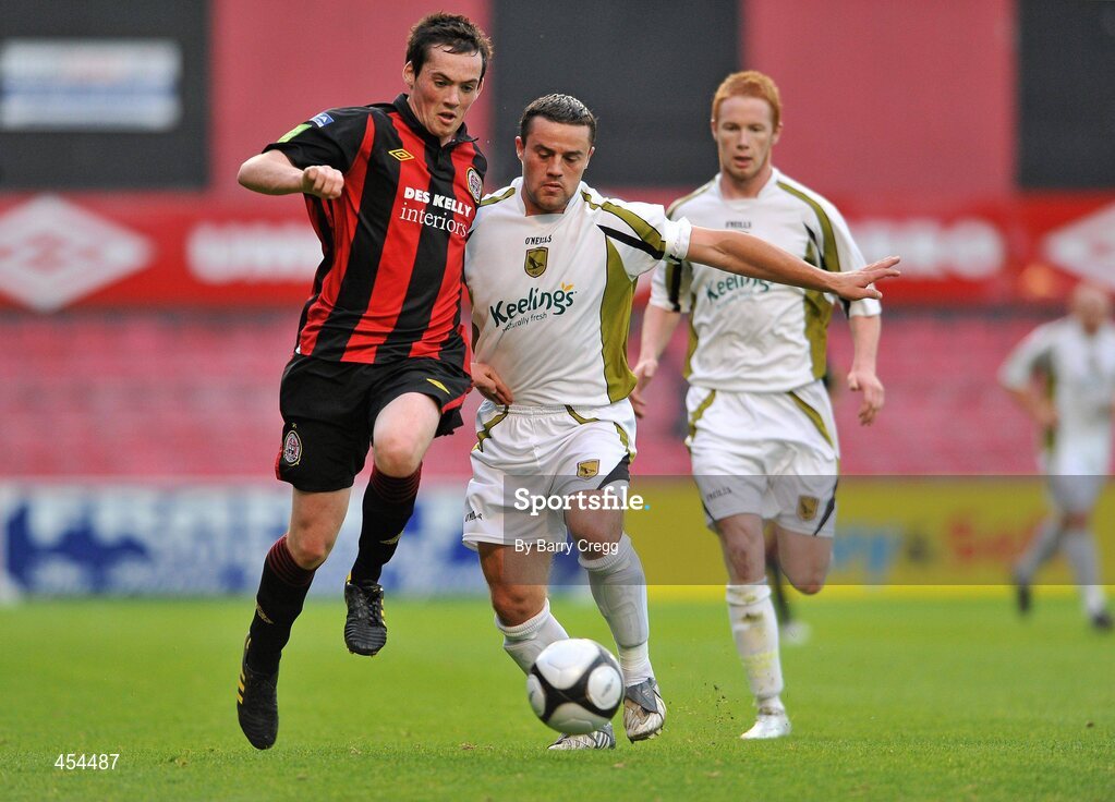 24 August 2010; Shane Keeley, Bohemians A, in action against Colly James, Sporting Fingal A. Newstalk Cup Final, Bohemians A v Sporting Fingal A, Dalymount Park, Dublin. Picture credit: Barry Cregg / SPORTSFILE
