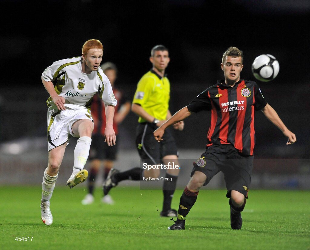 24 August 2010; Keith Quinn, Sporting Fingal A, in action against Stephen Chambers, Bohemians A. Newstalk Cup Final, Bohemians A v Sporting Fingal A, Dalymount Park, Dublin. Picture credit: Barry Cregg / SPORTSFILE