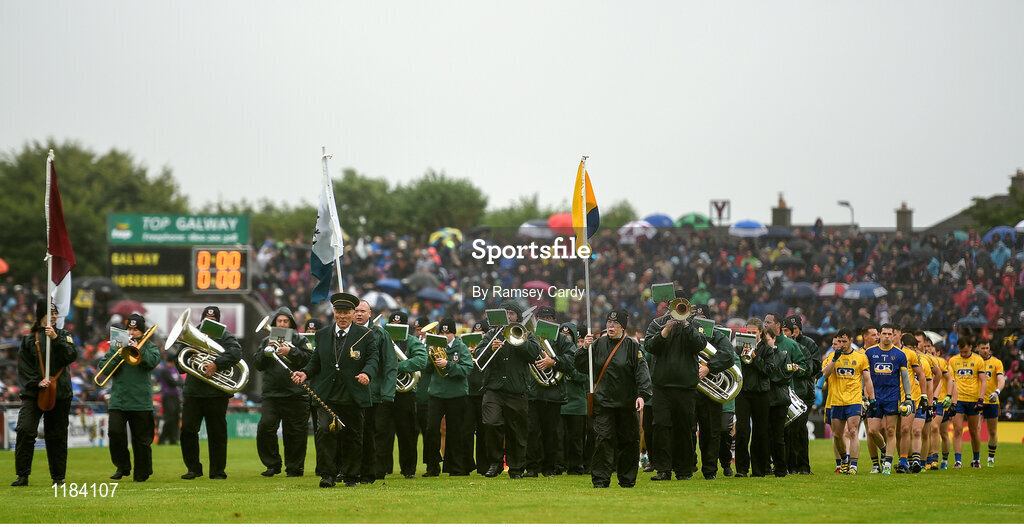 10 July 2016; The pre-match parade ahead of the Connacht GAA Football Senior Championship Final between Roscommon and Galway at Pearse Stadium in Galway. Photo by Ramsey Cardy/Sportsfile
