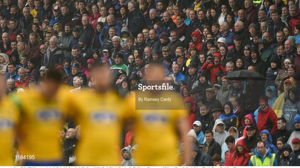 10 July 2016; Supporters during the National Anthem ahead of the Connacht GAA Football Senior Championship Final between Roscommon and Galway at Pearse Stadium in Galway. Photo by Ramsey Cardy/Sportsfile