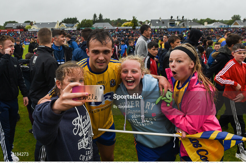 10 July 2016; Donie Smith of Roscommon, who scored his side's equalizing free, poses for selfies with fans following the Connacht GAA Football Senior Championship Final between Roscommon and Galway at Pearse Stadium in Galway. Photo by Sportsfile