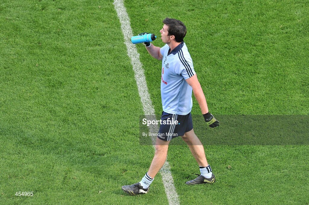 22 August 2010; Michael Daragh McAuley, Dublin, takes a drink during the game. GAA Football All-Ireland Senior Championship Semi-Final, Dublin v Cork, Croke Park, Dublin. Picture credit: Brendan Moran / SPORTSFILE