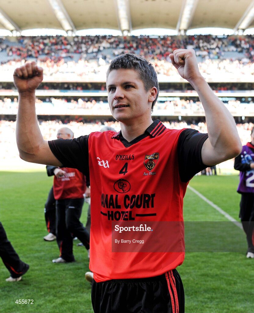 29 August 2010; Dan Gordon, Down, celebrates after the game. GAA Football All-Ireland Senior Championship Semi-Final, Kildare v Down, Croke Park, Dublin. Picture credit: Barry Cregg / SPORTSFILE