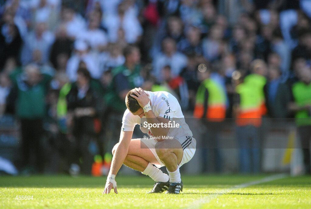 29 August 2010; A disappointed Aindriu Mac Lochlainn, Kildare, at the end of the game. GAA Football All-Ireland Senior Championship Semi-Final, Kildare v Down, Croke Park, Dublin. Picture credit: David Maher / SPORTSFILE
