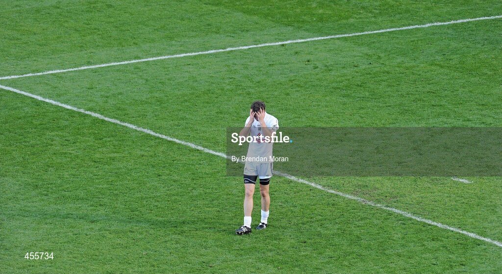 29 August 2010; A dejected Ronan Sweeney, Kildare, at the final whistle. GAA Football All-Ireland Senior Championship Semi-Final, Kildare v Down, Croke Park, Dublin. Picture credit: Brendan Moran / SPORTSFILE