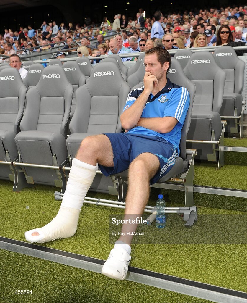 22 August 2010; Darren Magee watches the Dublin team warm-up before the game. GAA Football All-Ireland Senior Championship Semi-Final, Dublin v Cork, Croke Park, Dublin. Picture credit: Ray McManus / SPORTSFILE