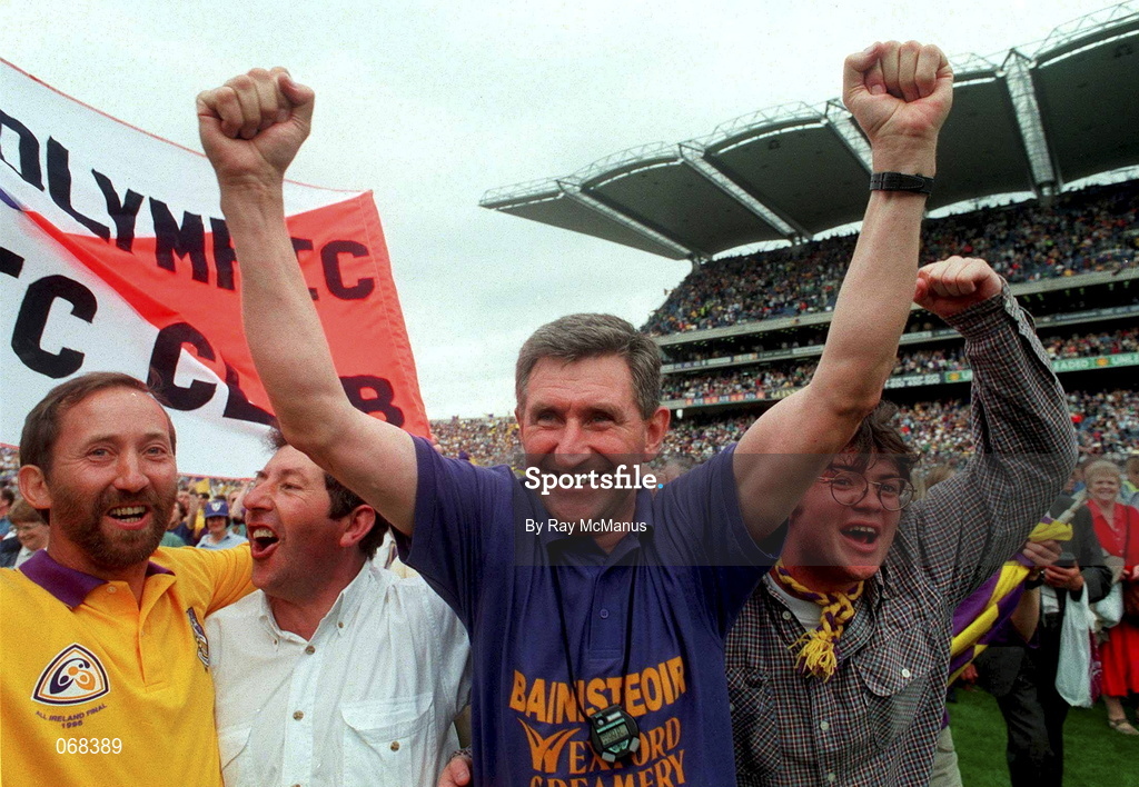 1 September 1996; Wexford manager Liam Griffin celebrates after victory over Limerick following the Guinness All-Ireland Senior Hurling Championship Final match between Wexford and Limerick at Croke Park in Dublin. Photo by Ray McManus/Sportsfile