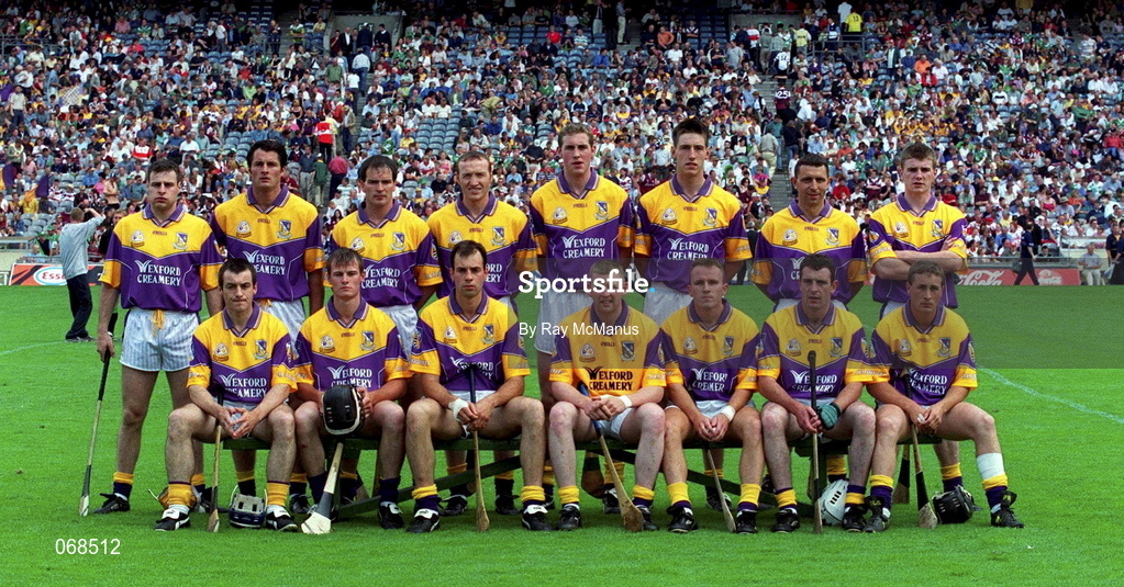 1 September 1996; Wexford team ahead of the Guinness All-Ireland Senior Hurling Championship Final match between Wexford and Limerick at Croke Park in Dublin. Photo by Ray McManus/Sportsfile