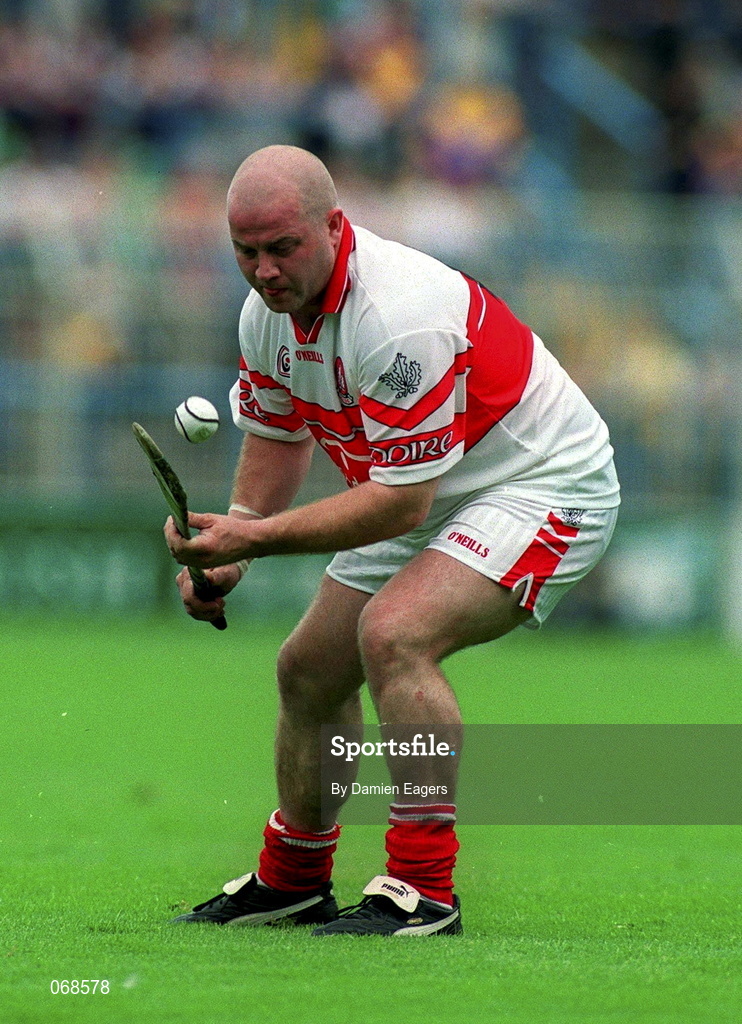 29 July 2001; Geoffrey McGonagle of Derry during the Guinness All-Ireland Senior hurling Championship Quarter-Final match between Galway and Derry at Croke Park in Dublin. Photo by Damien Eagers/Sportsfile