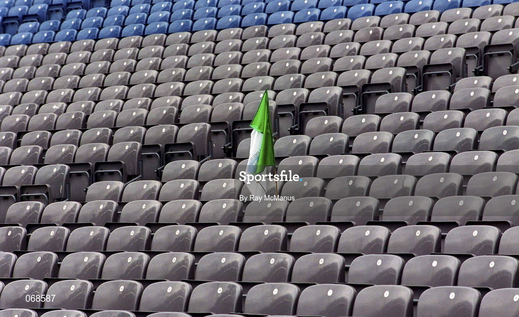 1 September 1996; A Limerick flag sits alone in the Canal end stand during the Guinness All-Ireland Senior Hurling Championship Final match between Wexford and Limerick at Croke Park in Dublin. Photo by Ray McManus/Sportsfile