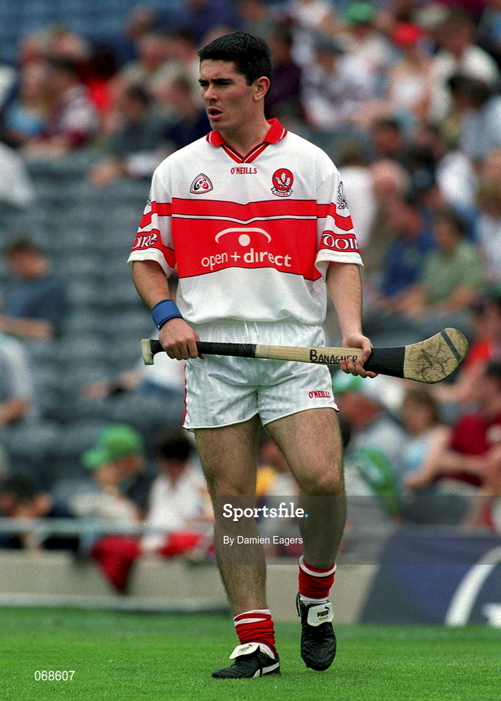 29 July 2001; Ryan Lynch of Derry during the Guinness All-Ireland Senior hurling Championship Quarter-Final match between Galway and Derry at Croke Park in Dublin. Photo by Damien Eagers/Sportsfile