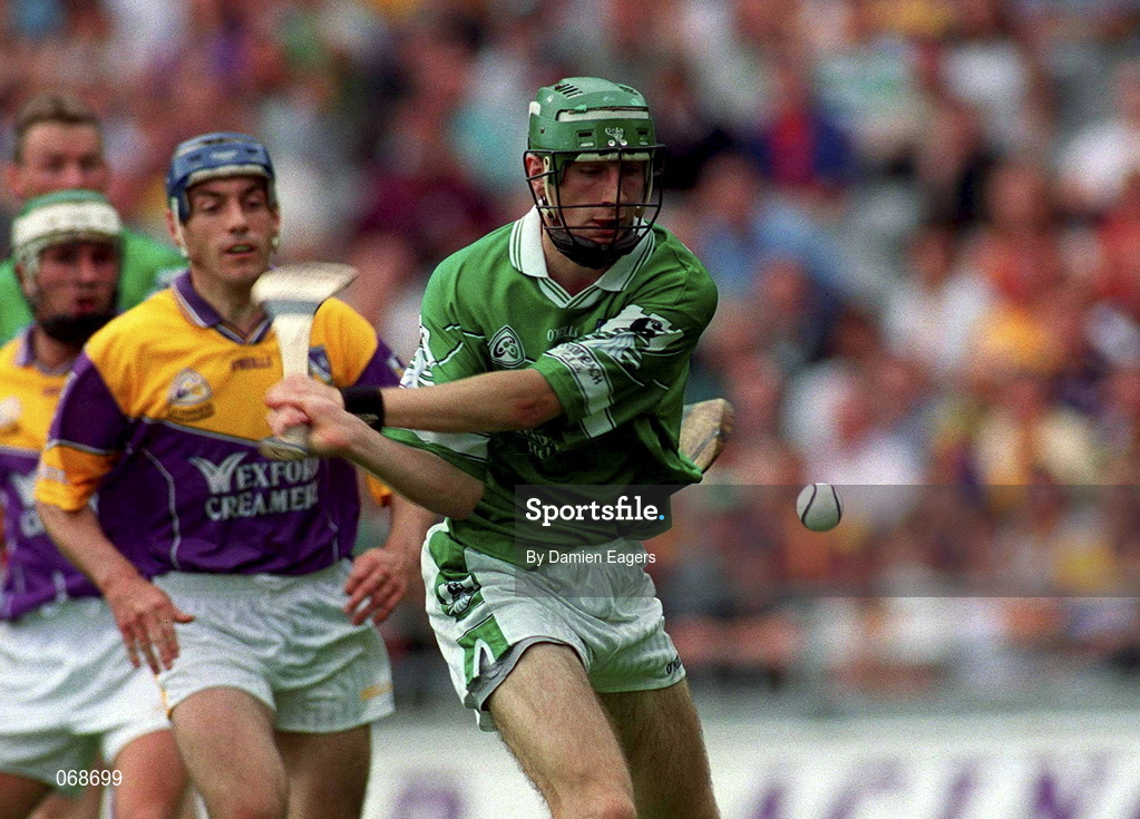 29 July 2001; Sean O'Connor of Limerick scores his sides third goal which was subsequently dissallowed  during the Guinness All-Ireland Senior Hurling Championship Quarter-Final match between Wexford and Limerick at Croke Park in Dublin. Photo by Damien Eagers/Sportsfile