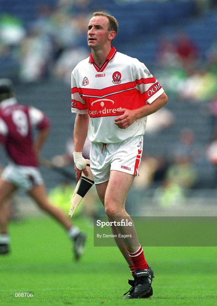 29 July 2001; Oliver Collins of Derry during the Guinness All-Ireland Senior hurling Championship Quarter-Final match between Galway and Derry at Croke Park in Dublin. Photo by Damien Eagers/Sportsfile