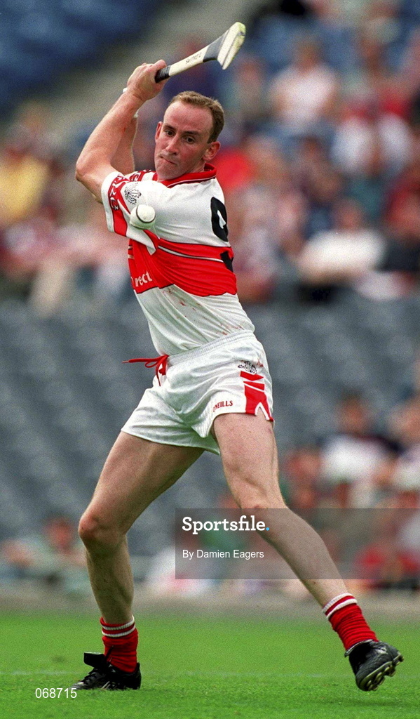 29 July 2001; Oliver Collins of Derry during the Guinness All-Ireland Senior hurling Championship Quarter-Final match between Galway and Derry at Croke Park in Dublin. Photo by Damien Eagers/Sportsfile