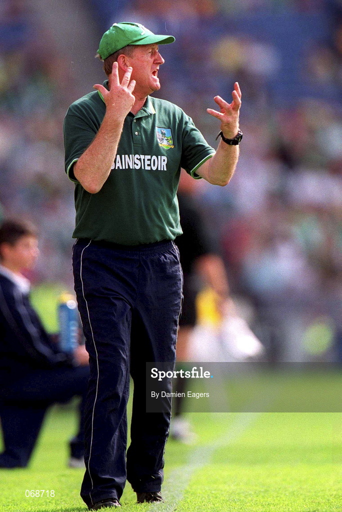 29 July 2001; Limerick manager Eamonn Cregan during the Guinness All-Ireland Senior Hurling Championship Quarter-Final match between Wexford and Limerick at Croke Park in Dublin. Photo by Damien Eagers/Sportsfile