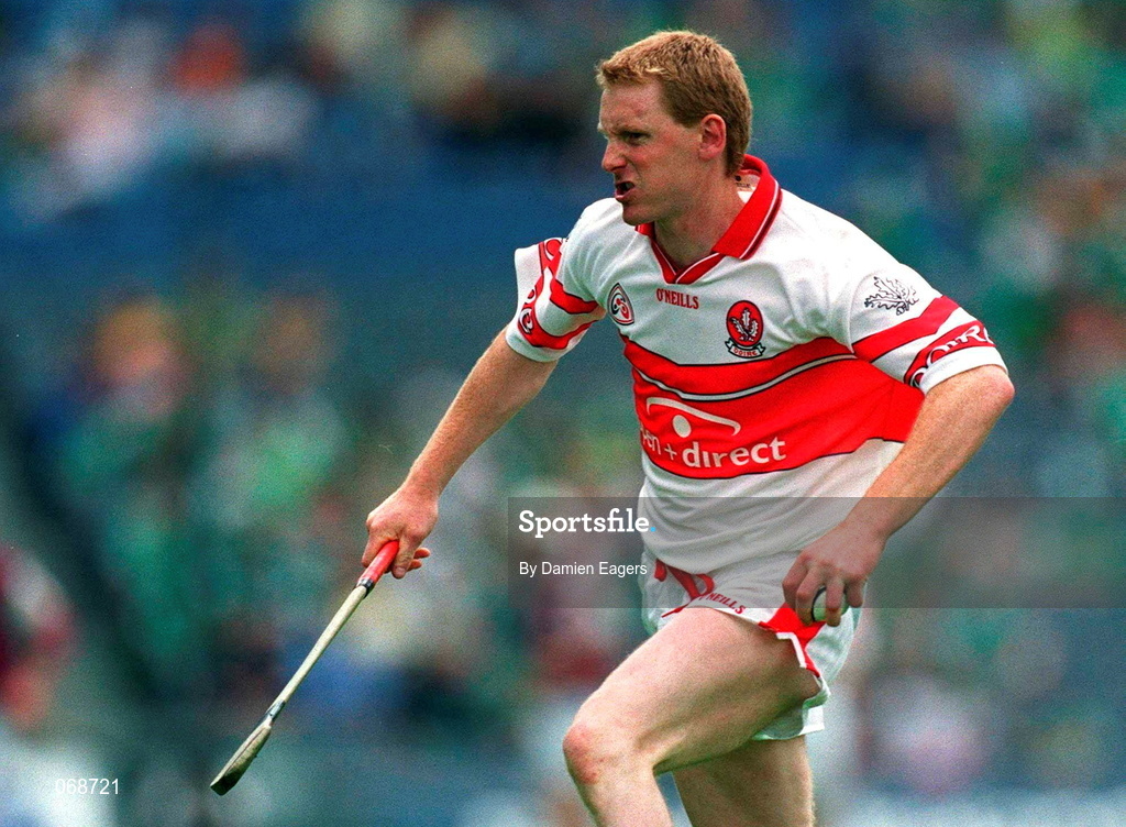 29 July 2001; Gregory Biggs of Derry during the Guinness All-Ireland Senior hurling Championship Quarter-Final match between Galway and Derry at Croke Park in Dublin. Photo by Damien Eagers/Sportsfile