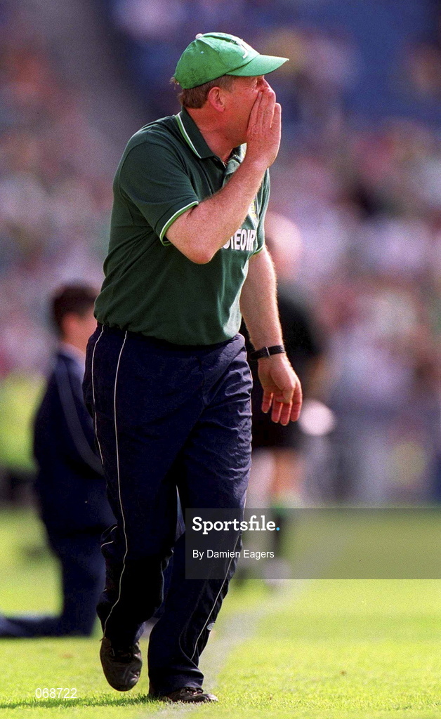 29 July 2001; Limerick manager Eamonn Cregan during the Guinness All-Ireland Senior Hurling Championship Quarter-Final match between Wexford and Limerick at Croke Park in Dublin. Photo by Damien Eagers/Sportsfile