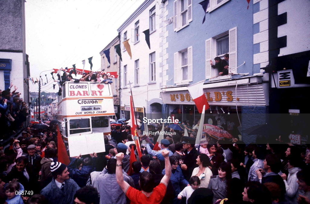 10 June 1985; Barry McGuigan during his homecoming after beating Eusebio Pedroza to win the World Championship fight in Clones, Monaghan. Photo by Ray McManus/Sportsfile