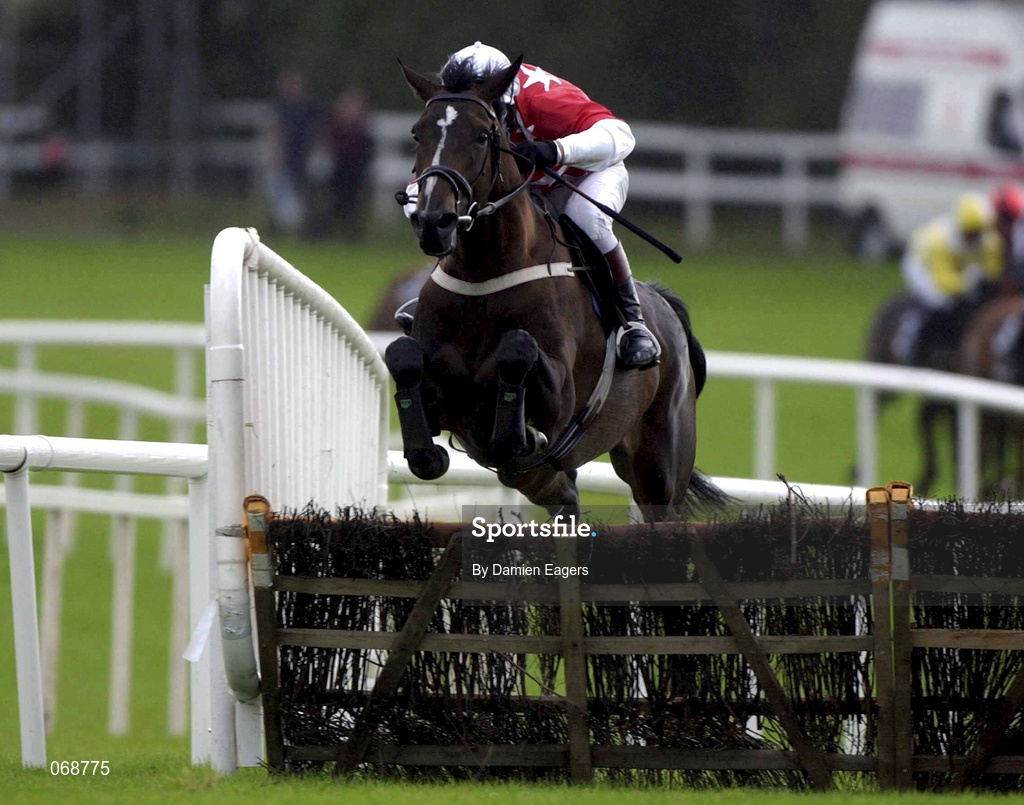 30 July 2001; Sweet Brief, with Charlie Swan, clears the last on their way to win the GPT Sligo Maiden Hurdle of £10,000 during day 1 of the Galway Summer Racing Festival at Ballybrit Racecourse in Galway. Photo by Damien Eagers/Sportsfile