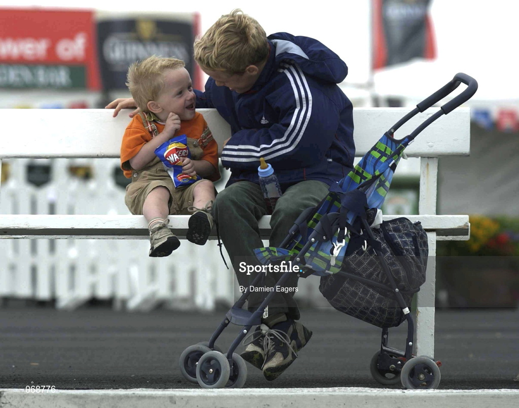 30 July 2001; Tomas Fitzmaurice with his younger brother Conor, from Athlone, Westmeath during day 1 of the Galway Summer Racing Festival at Ballybrit Racecourse in Galway. Photo by Damien Eagers/Sportsfile