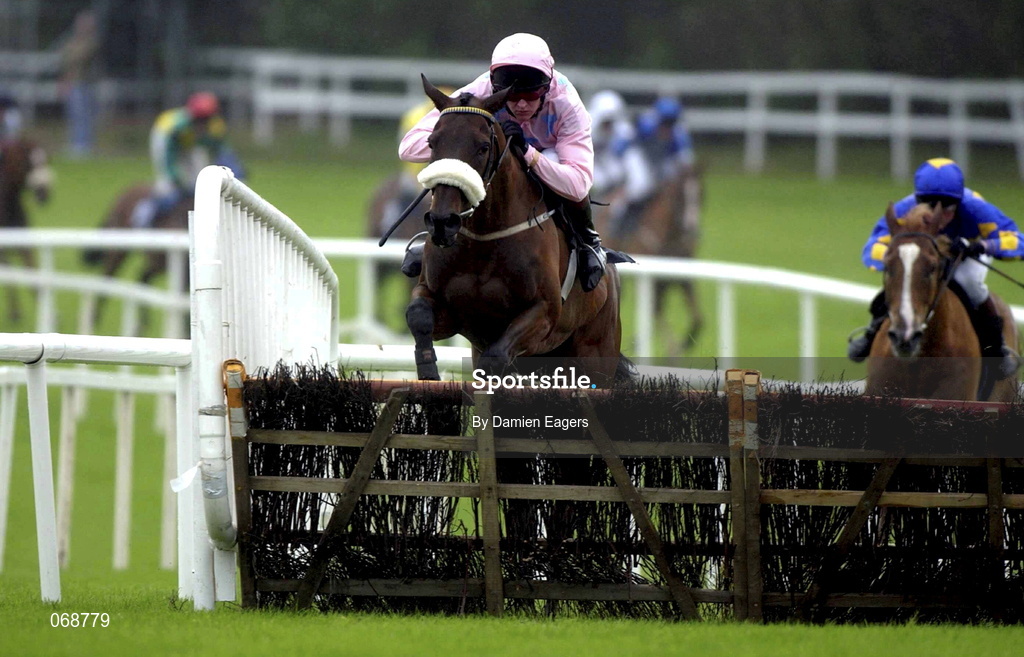 30 July 2001; Ansar, with Barry Geraghty up, clears the last to go on and win the GPT Dublin Handicap Hurdle of £15,000 during day 1 of the Galway Summer Racing Festival at Ballybrit Racecourse in Galway. Photo by Damien Eagers/Sportsfile